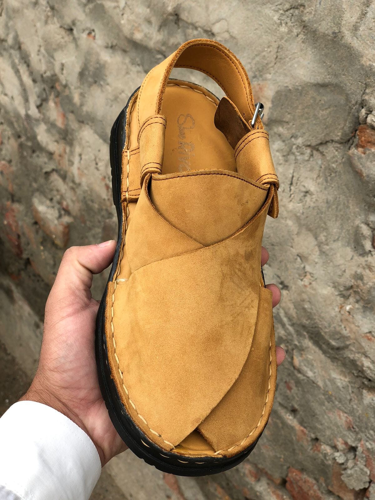Ugur Hand Made Medicated Double Padded Insole Mustard Chappal Peshawari chappal & sandals UGUR.PK 